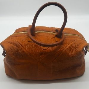 YVES SAINT LAURENT LEATHER BAG SIZE 18X12 COLOR ORANGE BROWN 🍊 100% AUTHENTIC